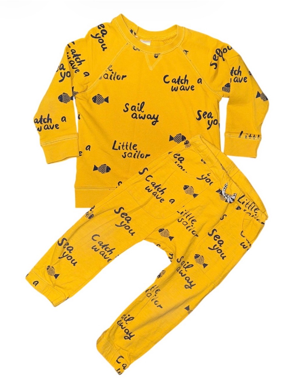 H&M Kids Yellow Little Sailor Nautical Set in French Terry